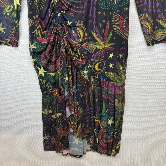 Farm Rio Amazonia Black Graphic Maxi Boho Birds Womens Size XL Boho Colorful - Picture 4 of 10